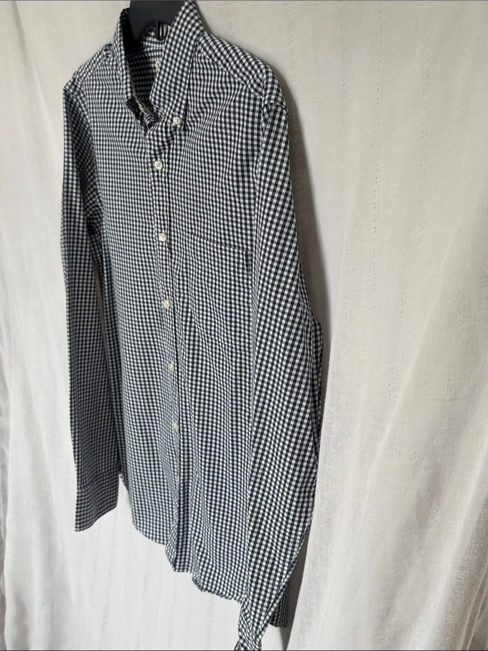 J. Crew Navy and White Gingham Button-Down Shirt
